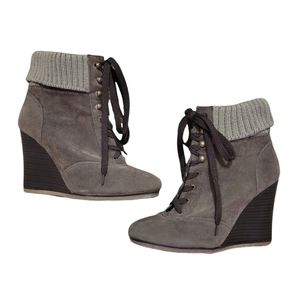 Charlotte Russe Brown Lace Up Wedge Ankle Booties